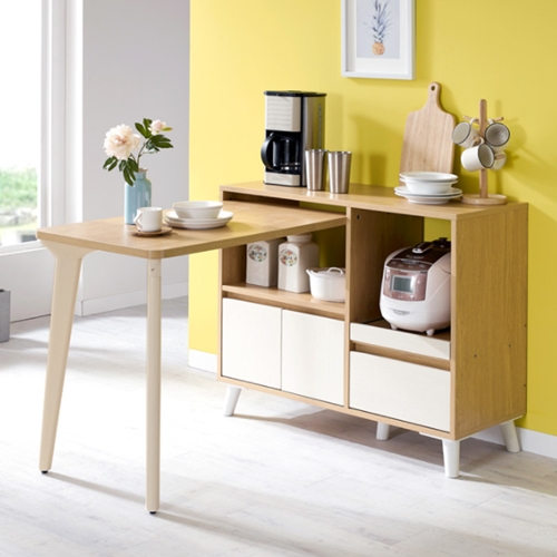 데코라인 시크 전자 렌지대 수납장 겸 식탁 세트