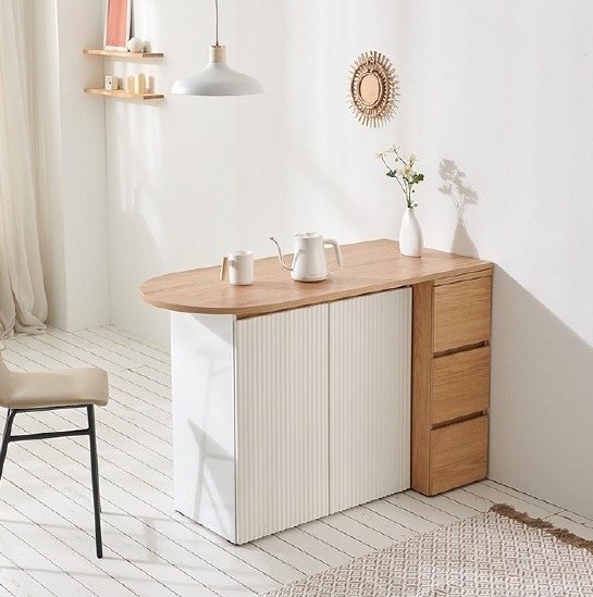 나무뜰 쿠잉 템바보드 1300S2 반타원형 아일랜드 식탁