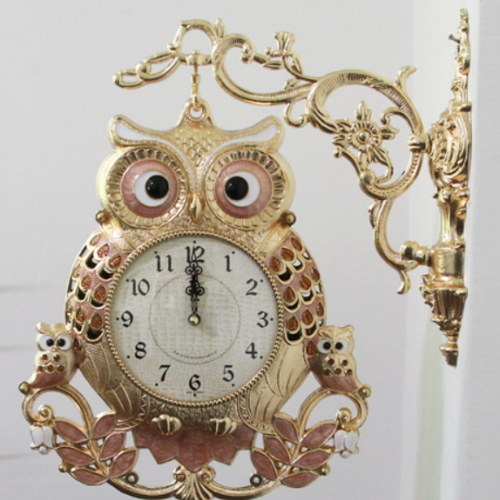 바이오메이트 하이아트 부자 도금부엉이 양면시계 HSB-262