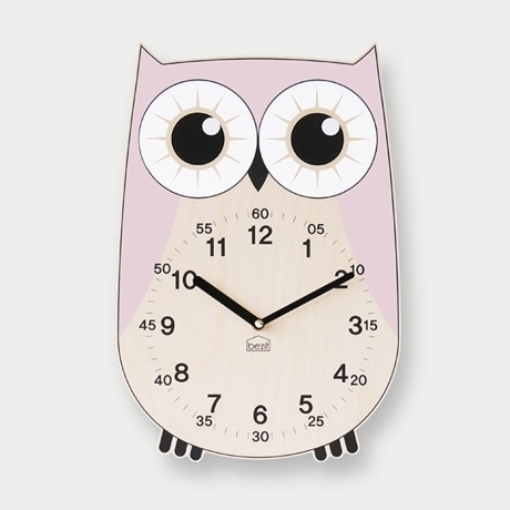 베짓  부자되는 부엉이 무소음 벽시계 (핑크)