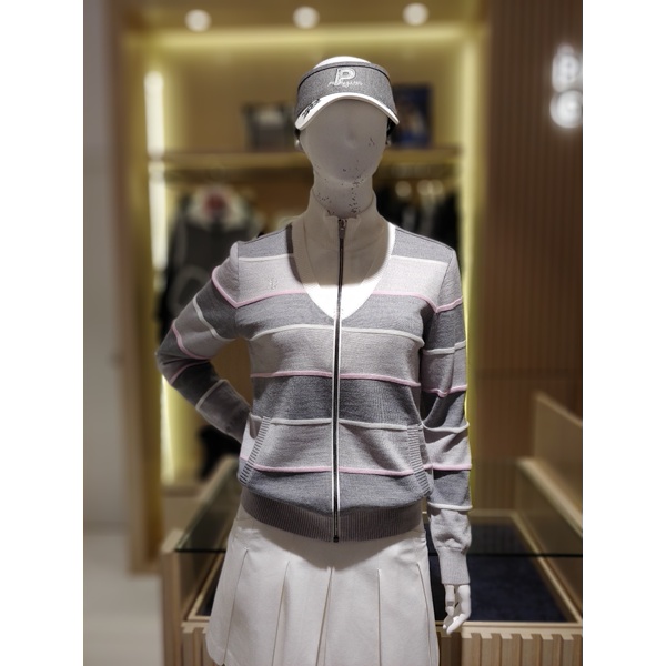 크리스패션 파리게이츠 이중에리 포인트 풀집업 니트 가디건 521D1SD103_GY