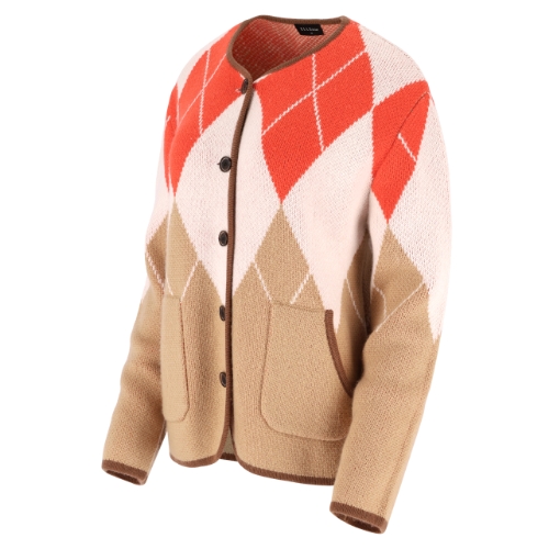 엘르 엘르골프 아가일 자가드 버튼업 가디건 6J63702