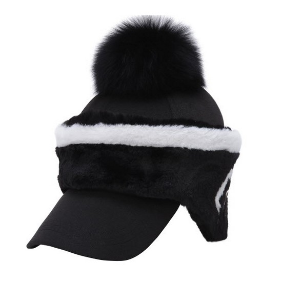 마스터바니에디션  탈부착 로고 볼캡 퍼 이어 워머 421C4CP672_BK