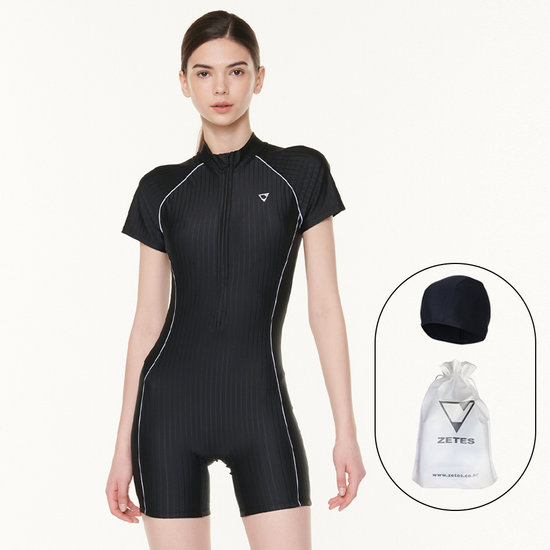 제테스  여성 집업 반팔 3부 반신 실내수영복 4A931