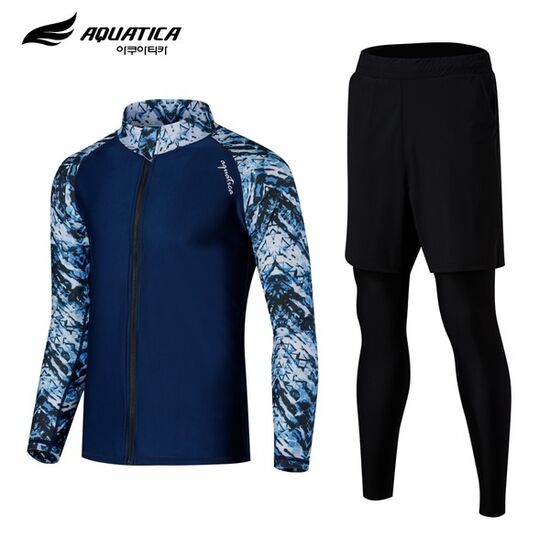 아쿠아티카  남성 집업 래쉬가드 레깅스반바지 세트 AQAMAO-PL