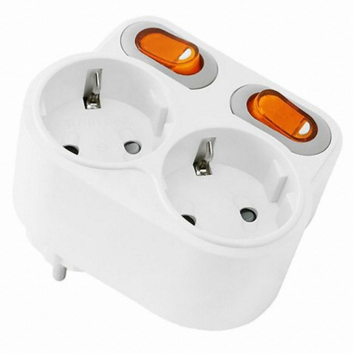 현대일렉트릭  2구 10A 개별스위치 회전형 멀티탭 화이트