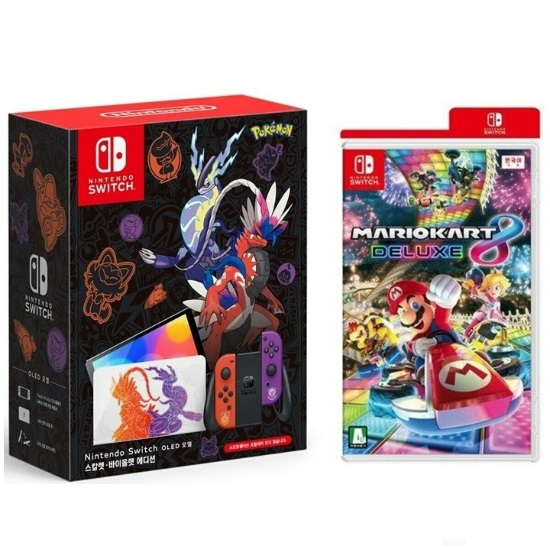 Nintendo  닌텐도 스위치 OLED 스칼렛 바이올렛 에디션 4인용 게임 패키지