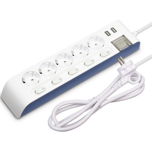 현대일렉트릭  하이탭 5구 16A USB 메인 개별스위치 멀티탭
