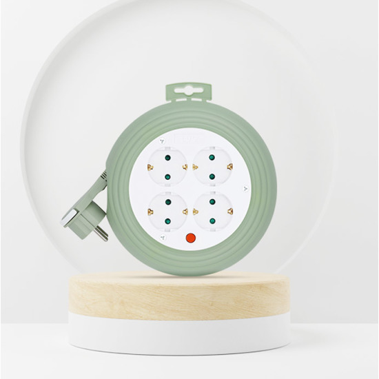 러그박스  4구 원형 납작코드 멀티탭 민트