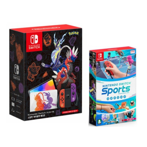 Nintendo  닌텐도 스위치 OLED 스칼렛 바이올렛 에디션 4인용 게임 패키지