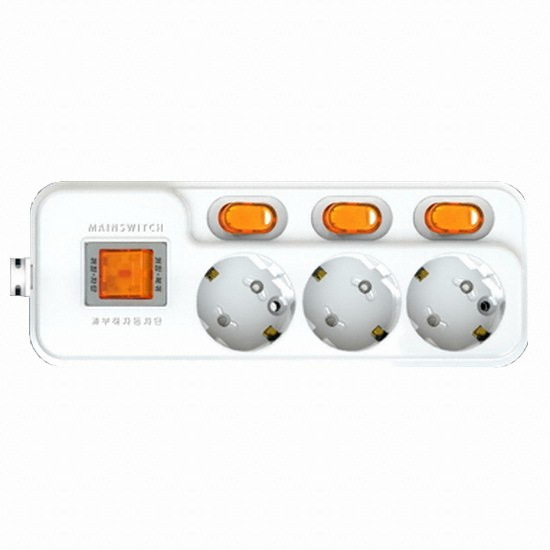 현대일렉트릭  3구 16A 메인 개별스위치 멀티탭