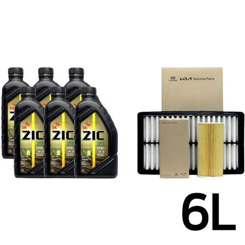 SK엔무브 지크 제로 X9 0W20 6L + 순정필터 기아 카니발KA4 가솔린