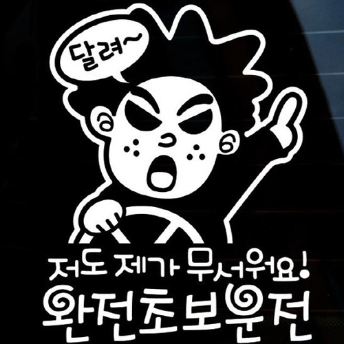 뭉키월드  자동차 스티커3 저도 제가 무서워요 오나전초보운전 LSC-345