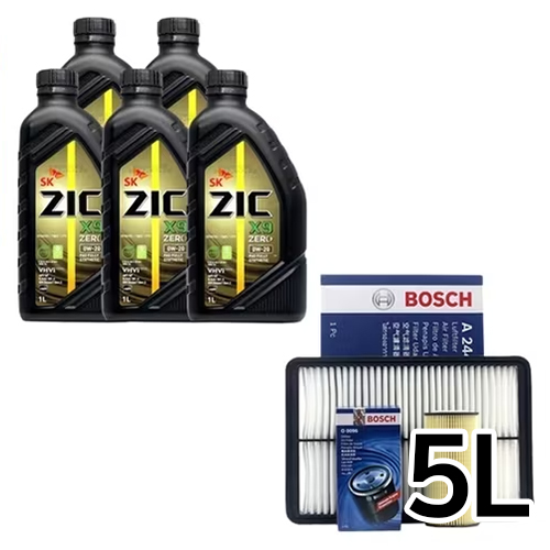 SK엔무브 ZIC 제로 X9 0W20 5L + 보쉬필터 현대 그랜저GN7 1.6 하이브리드