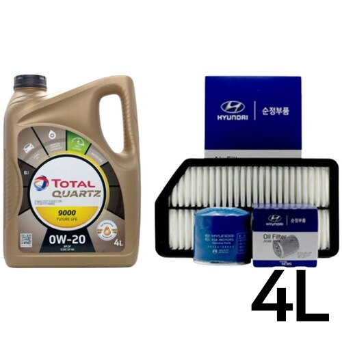 토탈  쿼츠 9000 퓨쳐 GF-6 0W20 4L + 순정필터 LF쏘나타 하이브리드
