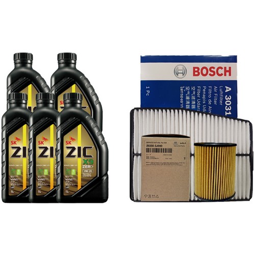 SK엔무브 ZIC 제로 X9 0W20 5L + 필터세트 기아 K5 DL3 2.0 하이브리드