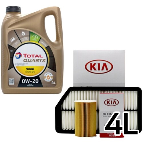 토탈  쿼츠 9000 퓨쳐 GF-6 0W20 4L + 순정필터 올뉴K3 가솔린