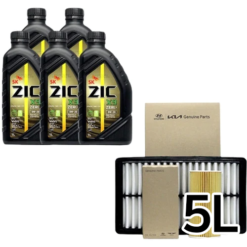 SK엔무브 ZIC 제로 X9 0W20 5L + 순정필터 투싼NX4 하이브리드
