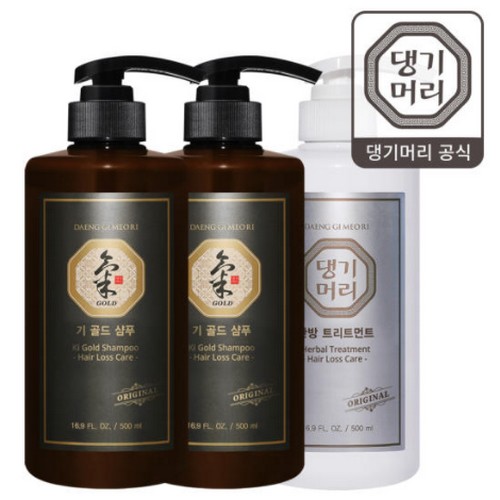 댕기머리 기골드 샴푸 500ml 2개+한방 트리트먼트 500ml 3종 세트