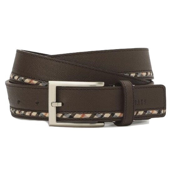 닥스 브라운 원 체크라인 스트랩 소가죽 벨트