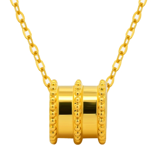 한국금다이아몬드  할로우 원통 트리플 밀그레인 목걸이 1.15g