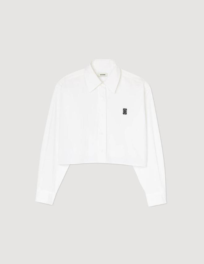 산드로 여성 자수 크롭 셔츠 SFPCM01076
