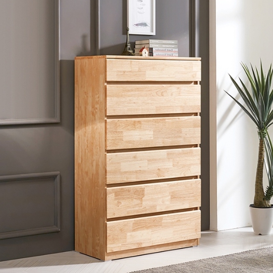 BIF보루네오 앳홈 테드 속깊은 러버 원목 6단 광폭 서랍장 800