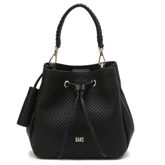 닥스 하우스체크 경판 가죽 드로우스트링백 DCBA4E413BK