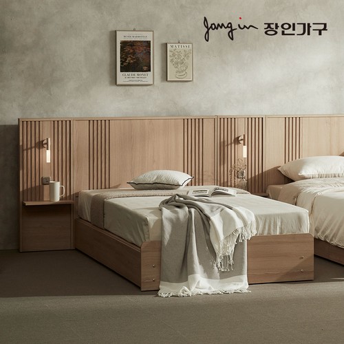 장인가구 로시 라이트 템바보드 호텔식 LED침대 SS+협탁