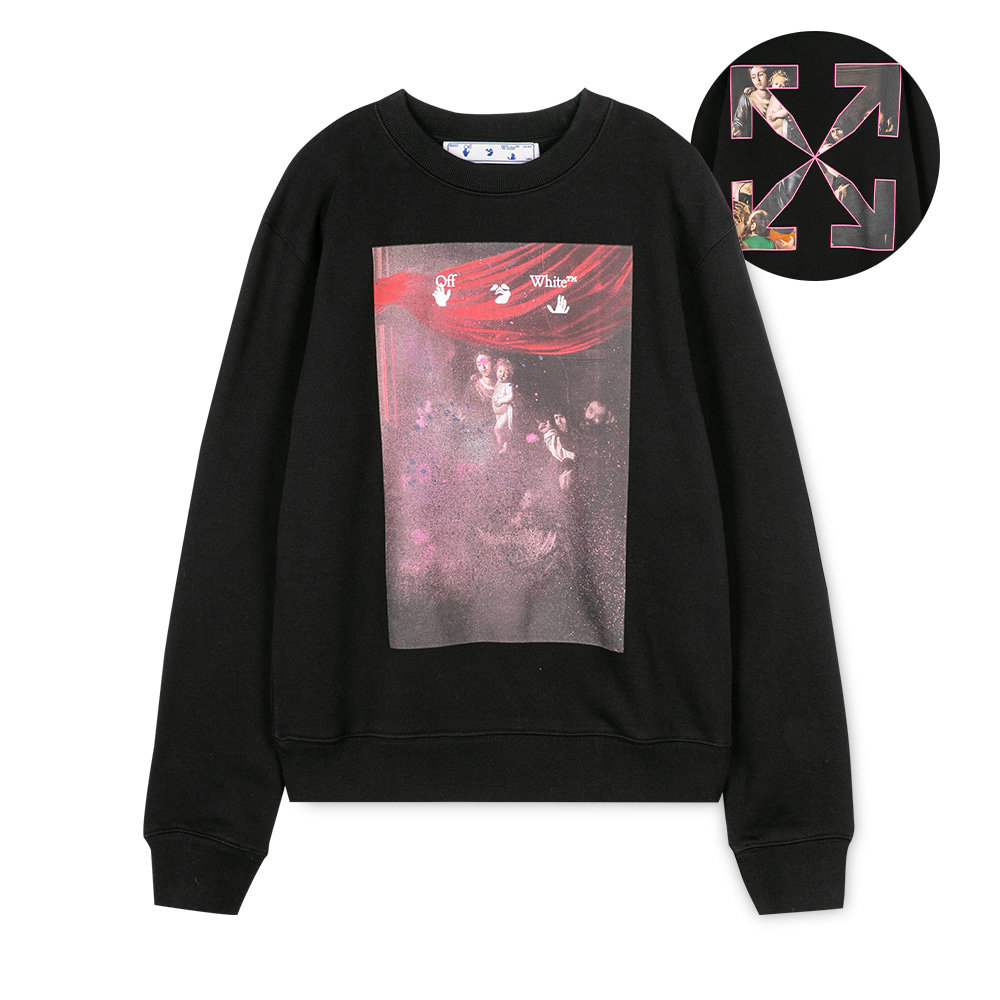 오프화이트 스프레이 카라바지오 애로우 맨투맨 OMBA025S 21FLE009 1001