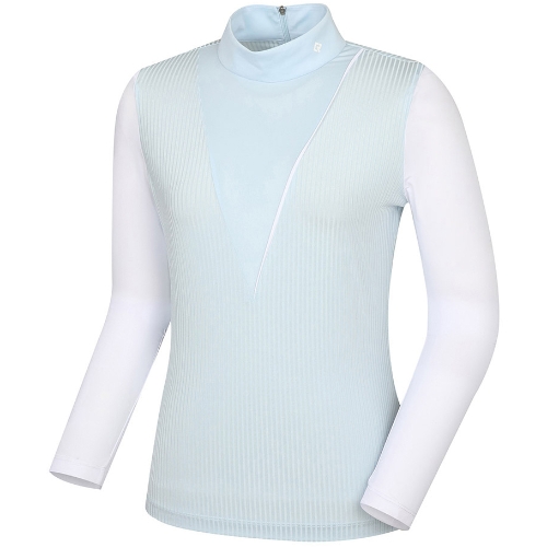 레노마골프  소재 믹스 냉감 소매 하이넥 티셔츠 RWTHL5107