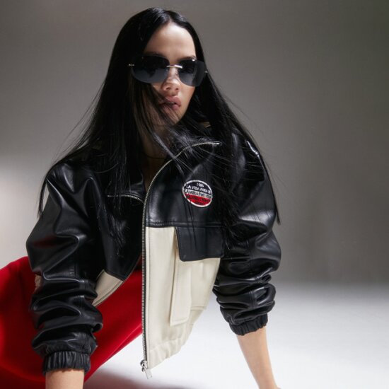 에고이스트 여성 레더 컬러 블록자켓 EP3LJ860