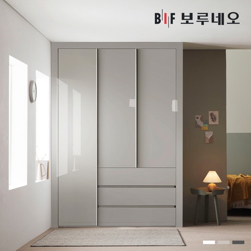BIF보루네오  샤인 3단서랍 여닫이 작은방 붙박이장