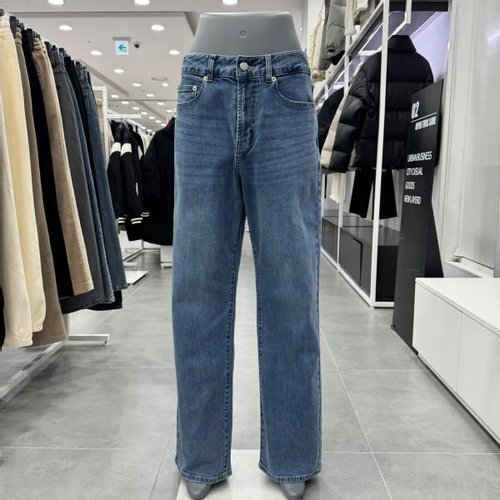 애드혹 남녀공용 세미와이드핏 워싱 데님 팬츠_HA3DP13