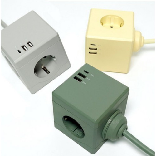 알토디자인 에코너 3구 16A USB 고용량 큐브멀티탭