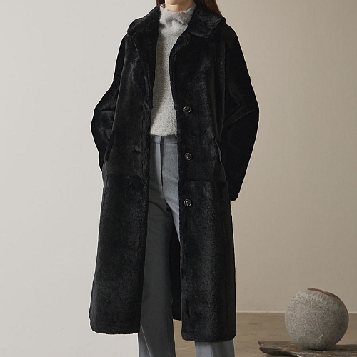 로보 여성 스페인 라도마 리버시블 싱글 롱 무스탕