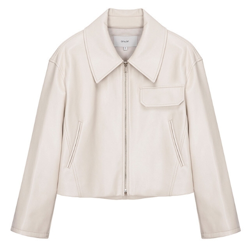 온앤온 비건 레더 크롭 자켓 NEL4SM202