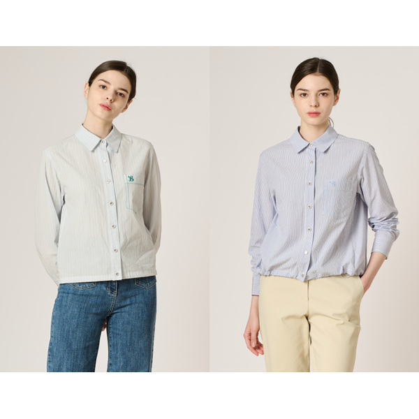 BCBG 여성 스트라이프 스트링 셔츠 B4M3B401