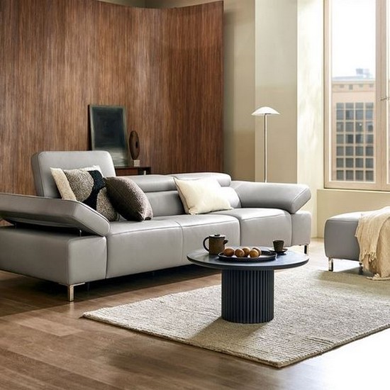 자코모 레너드 기능성 슈렁큰 천연가죽 소파 4인용