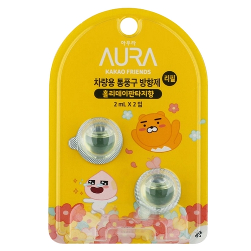 LG생활건강 아우라 카카오프렌즈 차량용 통풍구 방향제 리필 2ml 2입