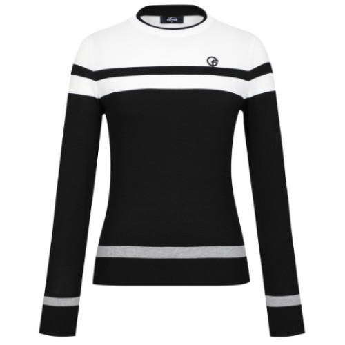 팬텀 로고 라인 컬러 배색 라운드 니트 221D1SR003