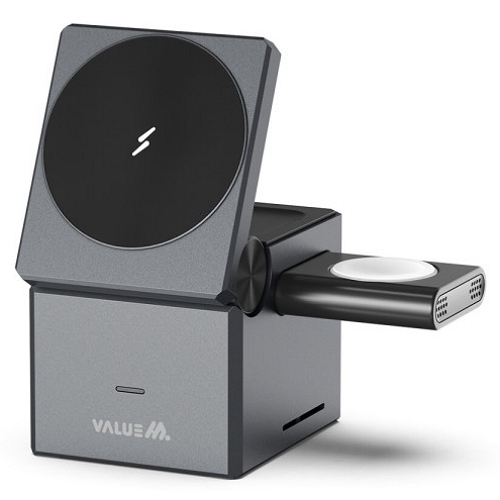 디엠케이코리아 밸류엠 3in1 큐브 맥세이프 무선충전기 VM-PAWLCU