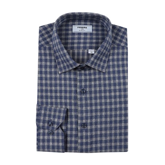 레노마 긴소매 슬림핏 기모 깅엄 체크 셔츠_RMWSL0152NY