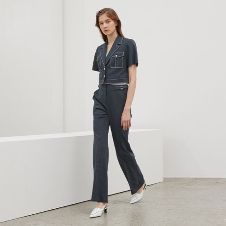 에고이스트 금속 장식 슬림 부츠컷 바지 EP2WP563