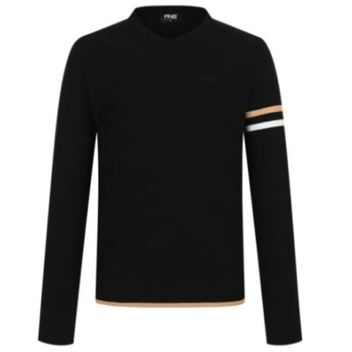 핑  라인 배색 브이넥 긴팔 니트 111D1SR182