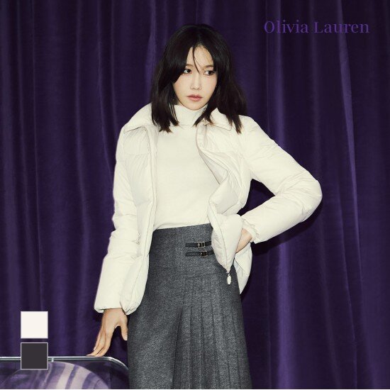 올리비아로렌 여성 자수테잎 장식 중경량 다운점퍼 VOCKD3W9441