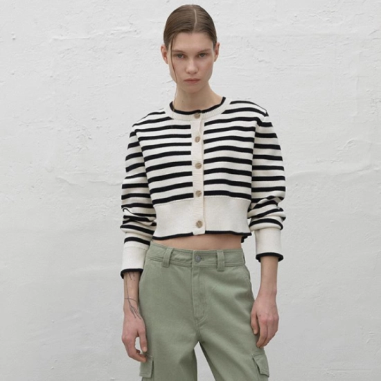 나인 로안 스트라이프 베이직 니트 가디건 CD-2100