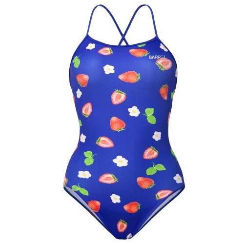 배럴  여성 스트로베리 타이백 수영복 코발트블루 B3FWSWS005CBB