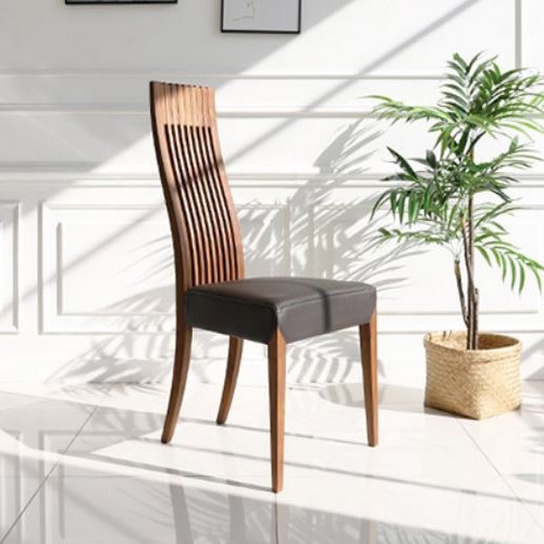 끌레오  천연 가죽 월넛 솔리드 원목 식탁의자 WN02