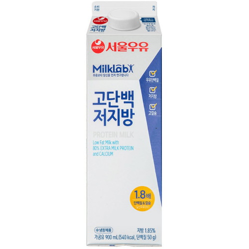 서울우유 밀크랩 고단백 저지방 우유 900ml